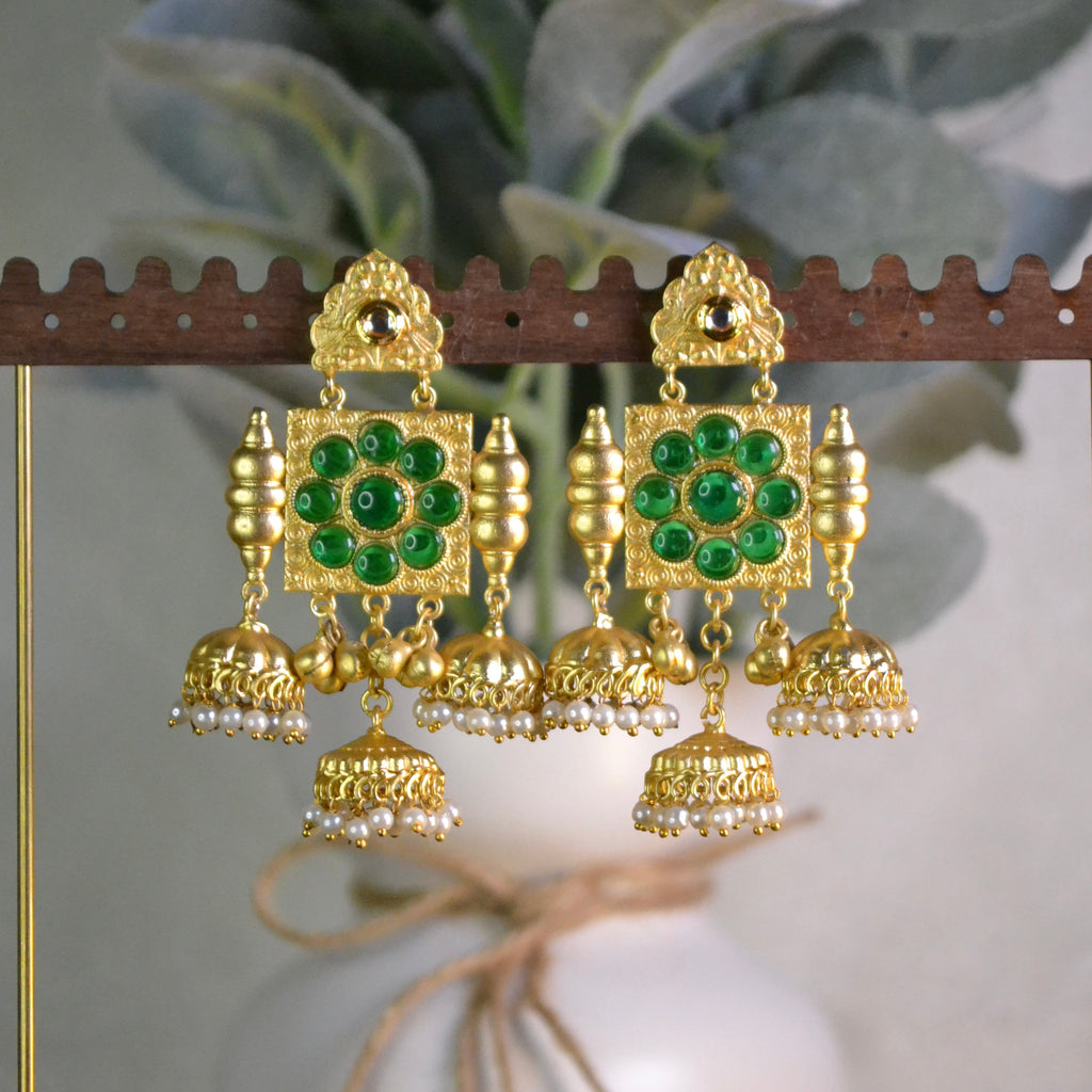 VJS5009-Gold Stone Earring