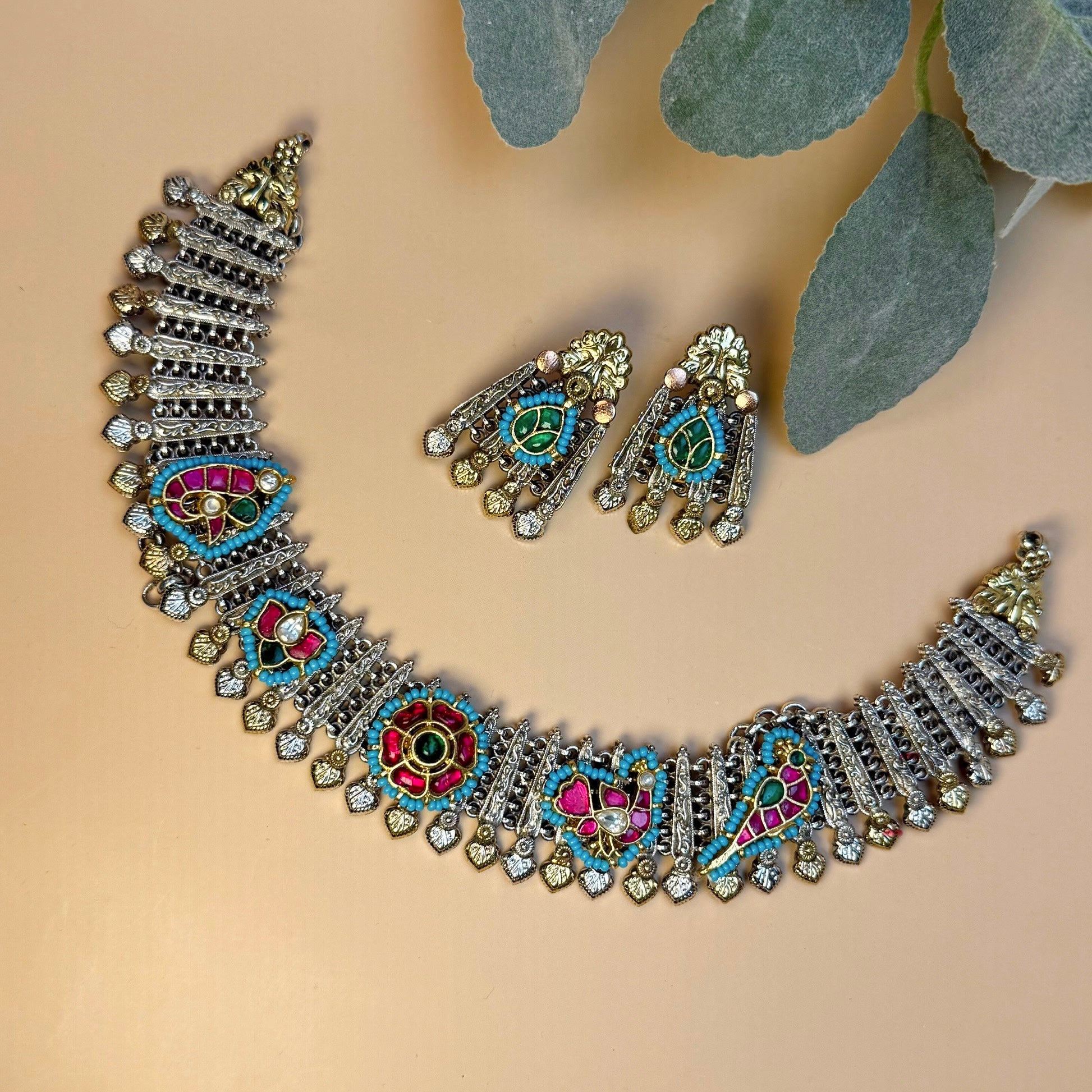 Gulaab Kundan Fusion Necklace Set - 3